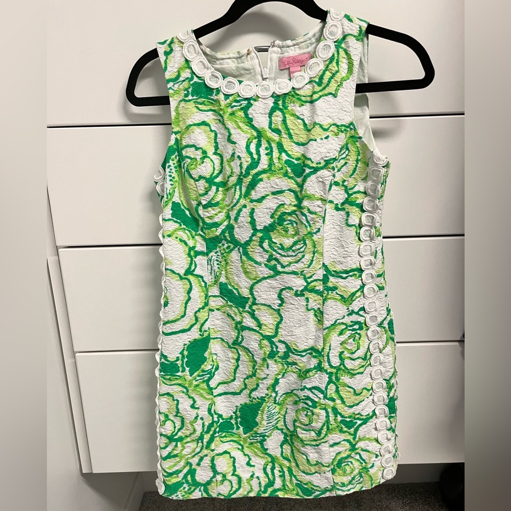 Lilly Pulitzer green white shift dress women’s size 2
